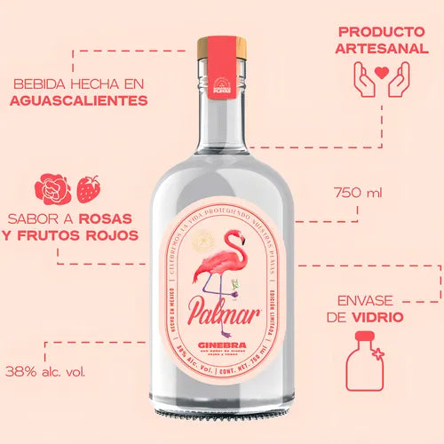 GIN PALMAR Rosas y Fresas 750 ML